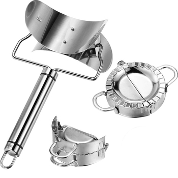 3 Pieces 9.5 cm Stainless Steel Dumplings Maker 1 Dumpling Skin Maker 2 Dumpling Molds Chinese Dumpling Cutter Pie Ravioli Empa